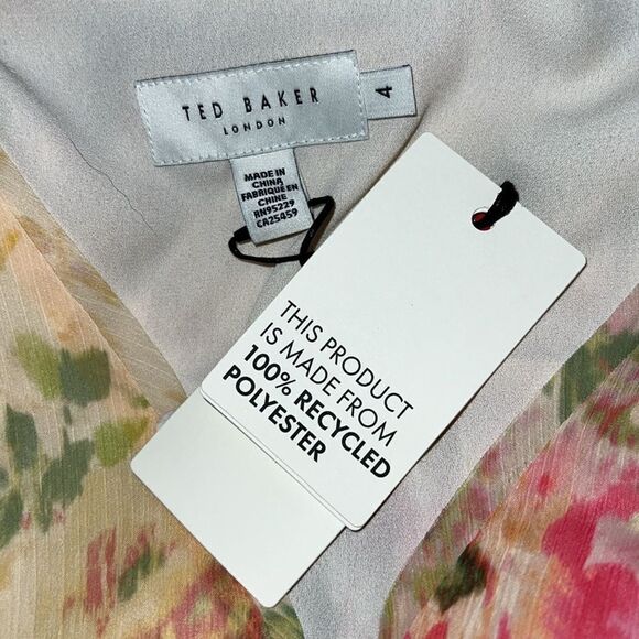 NWT Ted Baker Tamziiy V Neck Tie Front Mini Dress Ted Size 4/ US 12 - Picture 11 of 14